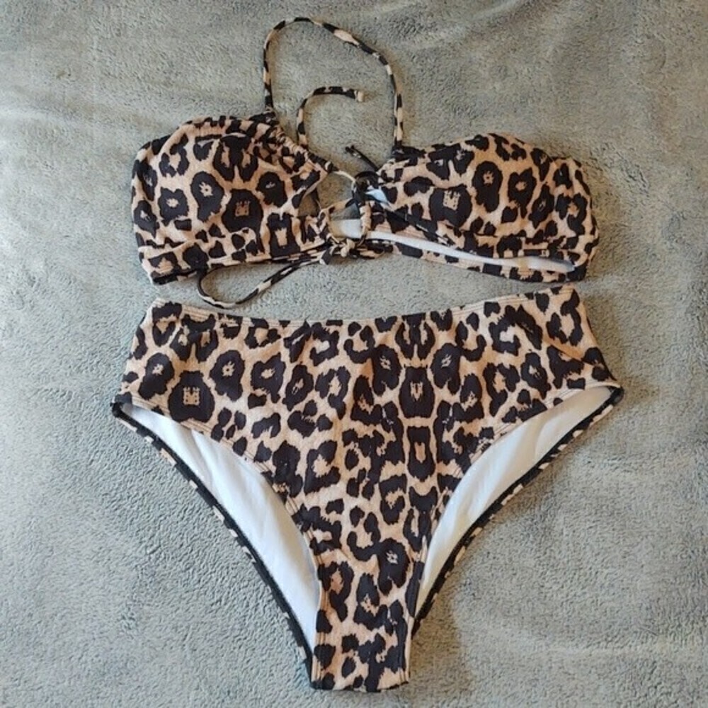 Leopard Print High Rise Bikini Sz 2XL